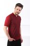 Cinnamon/navy Polo Collar Zippered 100% Cotton Men's Knitwear T-shirt - 5