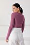 Women's Purple Square Collar Long Sleeve Knitwear Sweater - 7