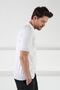 White Zippered Polo Collar 100% Cotton Men's Knitwear T-shirt - 5