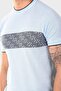 Men's Patterned Perforated Crew Neck 100% Cotton Knitwear T-Shirt - Blue Navy - 8
