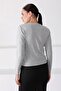 Women's Gray Round Neck Knitwear Sweater - 5