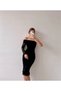 - Black One-Shoulder Tulle Draped Dress - 2