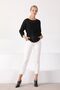 Women's Black O-Neck Openwork Wool Knitwear Sweater