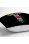 Black Background Colored Rose Themed Letter T Special Design Digital Printed Pillow Throw Pillow Case - 3