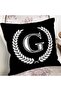 Black and White Wreathed Letter G Special Design Digital Printed Pillow Cushion Cover - 2