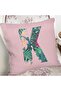 Pink Floor Tropical Leaf Letter K Special Design Digital Printed Pillow Throw Pillow Cover - 2