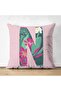 Double Sided Pink Floor Tropical Leaf N Letter Special Design Modern Suede Pillow Throw Pillow Cover