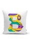 White Background Colored Letter B Digital Printed Pillow Cushion Cover