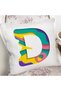 White Background Colored Letter D Special Design Digital Printed Pillow Cushion Cover - 2
