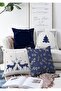 4-Piece Double Sided Navy Blue Christmas Themed Digital Printed Modern Raschel Knitted Throw Pillow Cover Set