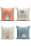 4-Piece Colorful Floor Seaweed Drawing Digital Printed Modern Throw Pillow Cover Set