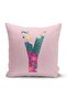 Pink Floor Tropical Leaf Letter Y Special Design Digital Printed Pillow Throw Pillow Cover