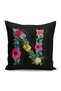 Black Background Colored Rose Themed Letter N Special Design Digital Printed Pillow Throw Pillow Cover
