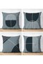 4-Piece Light Smoke Colored Digital Printed Modern Throw Pillow Cover Set with Onedraw Drawing