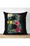 Double Sided Black Floor Colored Rose Themed Letter B Special Design Modern Suede Pillow Throw Pillow Cover