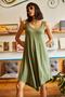 Women's Khaki Ethnic Strappy Asymmetrical Dress ELB-19000612 - 4