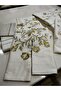 100% Cotton Satin Gold Embroidered Duvet Cover Set - Double / 8 Piece Elegant Dowry Set/ Luxury