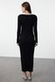 Black Maxi Knitwear Color Block Dress Twoaw24El00017 - 5