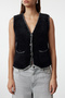 Black Slim Furry Knitwear Vest Twoaw25Ye00010 - 3