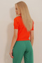 Women's Dark Orange Turtleneck Short Sleeve Basic Knitwear Sweater Alc-X10997 - 4