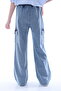 Girl's Oversize Cargo Pocket Elastic Waist 100% Cotton Jeans - 3