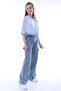 Girl's Oversize Cargo Pocket Elastic Waist 100% Cotton Jeans - 6