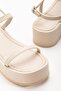 861-1027 Beige Wedge Heel Women's Sandals - 5