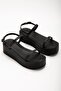 861-1027 Black Wedge Heel Women's Sandals - 4