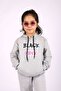 BLACK PINK PRINTED HOODED, Kangaroo Pocket, TO GIRL'S Tracksuit SET - 4