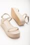 861-1027 Beige Wedge Heel Women's Sandals - 4