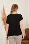 Large Size Black T-Shirt with Collar and Pocket Staple Detail - 5