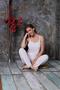 Women's Rope Strap Milan Fabric Pajama Set New Season - 3
