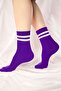 Striped Tennis Socks College Socks Unisex 2 Pieces Purple - 3