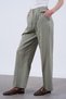 Women's Linen Pants with Elastic Waist, Green Palazzo Pants 51016 - 5