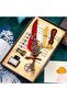 Divit Inkwell Pen Kit Five Headings Candle Feather Ink Seal Stamped Special Vip Box Professional Set - 6