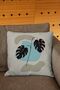 Flat Art Design Bohemian Style Leaf Patterned 4-Piece Digital Printed Throw Pillow Cover in Blue Cream Colors - 2