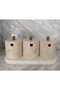 Beige marble sideboard - antique gold accessories - 4 pieces