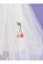 Girl's Dress with Rib Fabric Top and Bottom Lining Tulle Cherry - 3