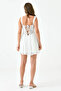 Women's white lined tulle fabric chest supported guipure and backless strap mini dress 105 - 3