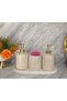 Beige marble set liquid soap dispenser - sponge - 4 pieces - 2