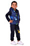 Boy's Dinosaur Printed Inflatable Vest and Combed Cotton 3-Piece Set - Hooded - 3