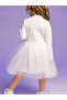 Girl's Dress with Rib Fabric Top and Bottom Lining Tulle Cherry - 2
