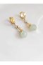 Mint Green Crystal Quartz Stone Steel Earrings - 3
