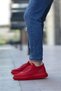 Men's Red Knitwear Lace-Up Orthopedic Style Shoes Daily Sports High Sole Stylish Comfortable Sneakers - 2
