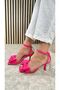 Fuchsia Daily Evening Dress - Thin Heel, Blunt Toe and Ankle Tied Serrated Sole 7065 - 4