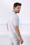 White/Blue Polo Collar Patterned 100% Cotton Men's Knitwear T-Shirt - 5