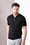 Black Polo Collar Zippered 100% Cotton Men's Knitwear T-shirt