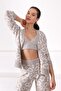 Women's Ecru Leopard Printed Cashmere Knit Cardigan - 3