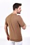 Camel Polo Collar Zippered 100% Cotton Men's Knitwear T-shirt - 6
