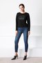 Women's Black Round Neck Italian Merino Wool Knitwear Sweater - 4